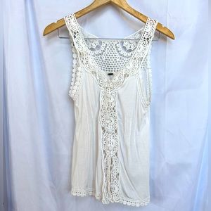 Free People Crochet Button Up Tank